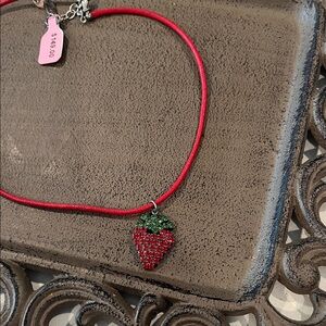 Sparkling Strawberry Pendant Necklace.